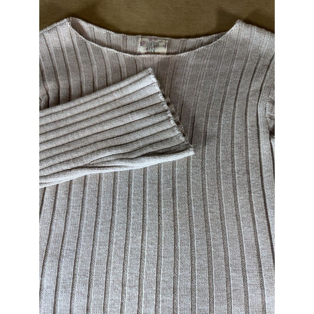 Hippie Rose Tan sweater, cropped, long sleeves, size small